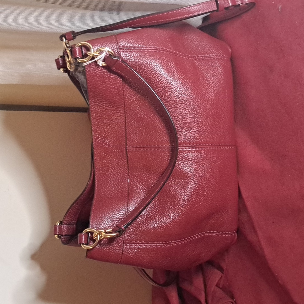 NEW Coach Lexy Pebble Soft Dark Red Leather Satchel Crossbody - Picture 2 of 9